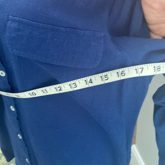 Dark Blue Linen Oversized Shirt - Picture 8 of 8